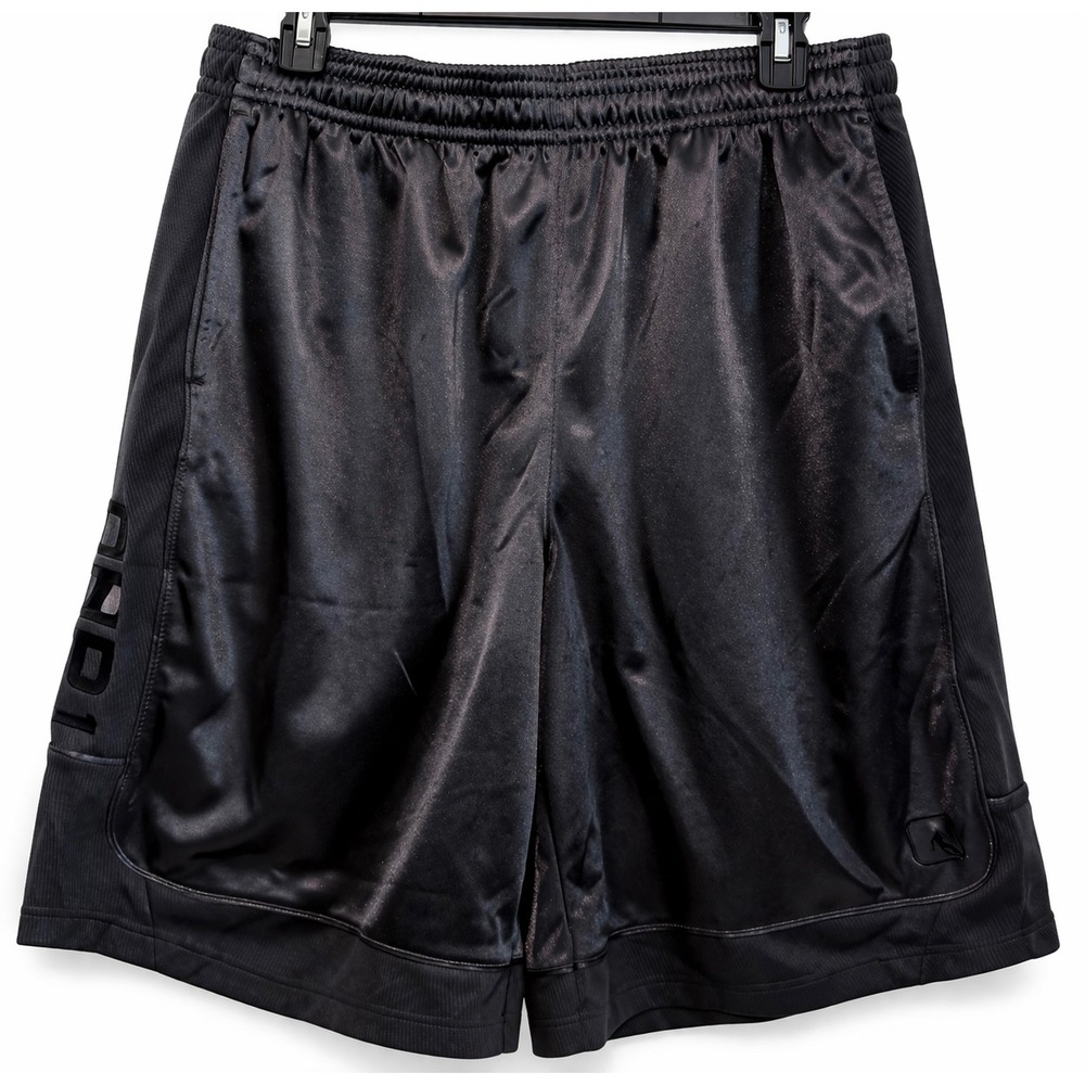 AND1 Mens Basketball Shorts Black Shiny Satin Dazzle Mesh Athletic XL AM113001